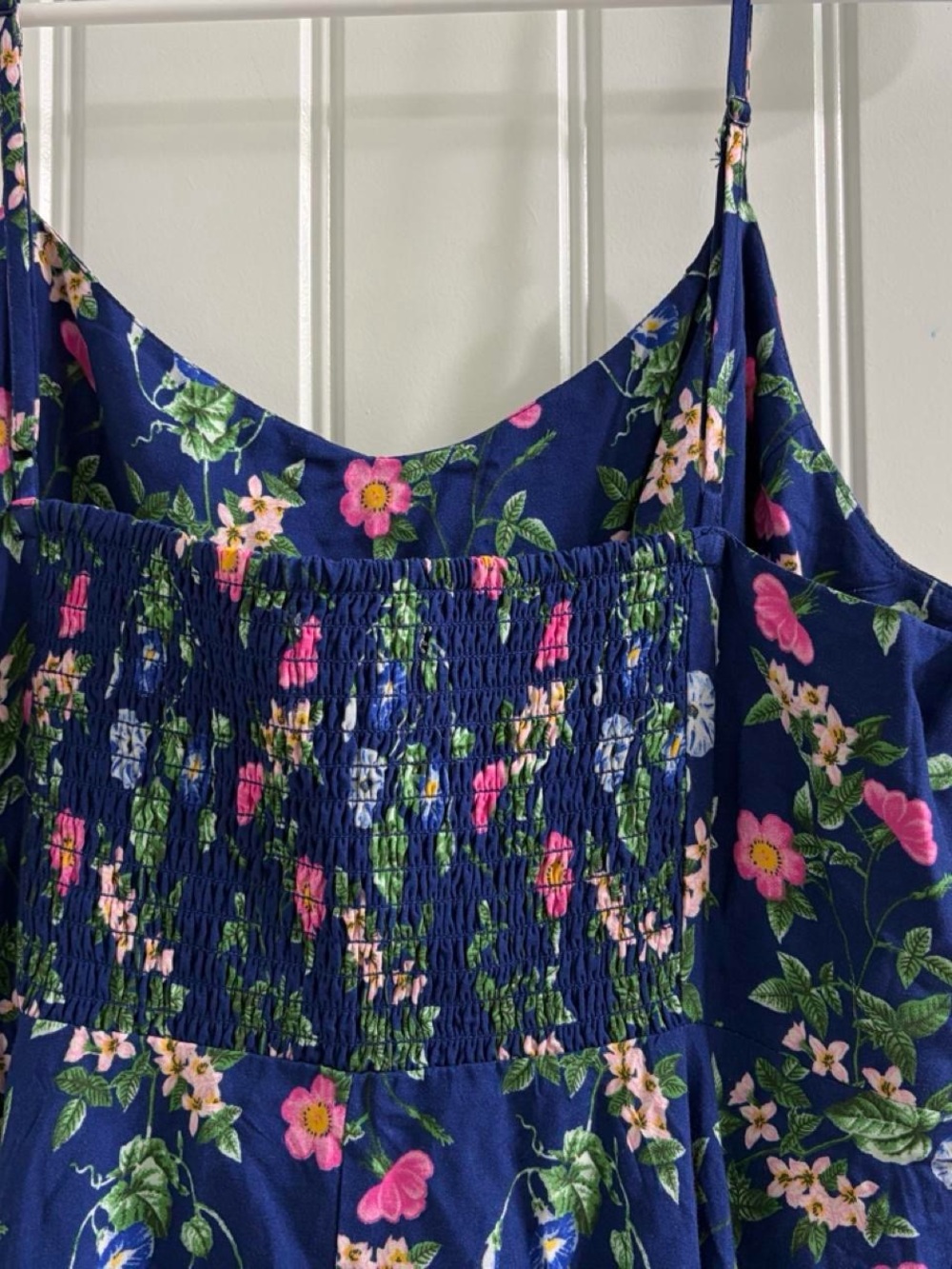 Old Navy Fit & Flare Cami Royal Blue Floral Mini Dress Sz L Cottagecore Coquette - Picture 5 of 5